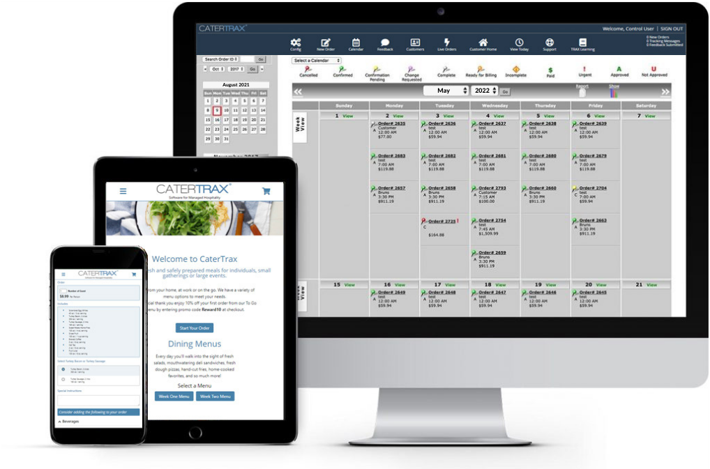 catering software on multiple devices